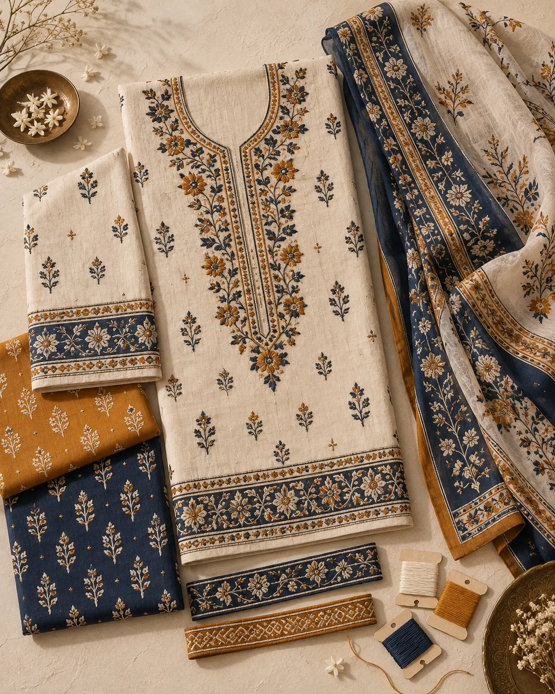 Unstitched Flatlay — Safra Loom collection